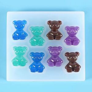 シリコンモールド かわいい 熊 8個作り クマさん レジン 型 粘土 装飾 詰物 デコレーション デコパーツ ハンドメイド 韓国