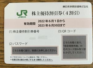 番号通知　即決　JR東日本　株主優待割引券　4割引 有効期限　2023年6月末 1枚