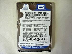 【使用時間-778時間】 WD HDD 320GB WD3200BEVT 　2.5インチ 内蔵HDD(SATA) 　正常/現状品　