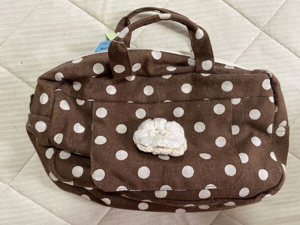 【新品】【ハンドメイド】ミニバッグ ポーチ ハンドバッグ ドット 小物入れ
