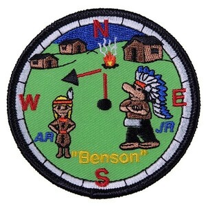 ZH03 Benson インディアン 刺繍 丸形 ワッペン パッチ ロゴ エンブレム アメリカ 米国 USA 輸入雑貨