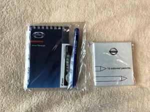 日産12色 色鉛筆 DATSUNメモ帳、フリクションペン（非売品）