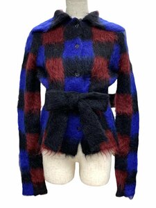 KENZO (ケンゾー) Wool Check Mohair Jacket ウールモヘヤ チェック ジャケット カーディガン F962VE427821 XS ブルー系 レディース/025