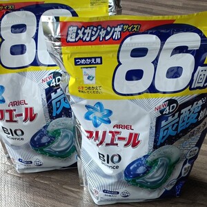 アリエール ジェルボール4D 炭酸機能でハジける洗浄力 清潔で爽やかな香り 大容量 詰め替え 86個入り×2袋 合計172個