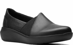 Clarks 24.5cm Wedge Loafer легкий офис спортивные туфли чёрная кожа кожа туфли без застежки сандалии ботинки кожа туфли-лодочки AAA88