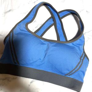 スポーツブラ フィットネス ヨガウェア ノンワイヤー サイズM ブルー