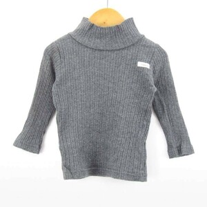  Combimini high‐necked rib knitted long sleeve plain for girl 80 size dark gray baby child clothes Combimini