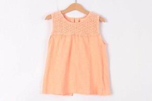 ザラ ガール ノースリーブシャツ 花柄 コットン 女の子用 7 116サイズ オレンジ キッズ 子供服 ZARA Girls