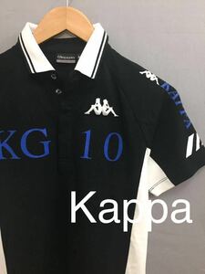 カッパ Kappa ポロシャツ 半袖 ロゴ 刺繍 バックデザイン KG 10 ブラック メンズ Mサイズ !●