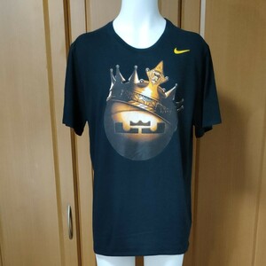 ナイキ「レブロンクラウンボール」半袖 TシャツXL　黒　希少！レブロンジェームズ王冠ライオン　NIKE　DRI-FITで快適