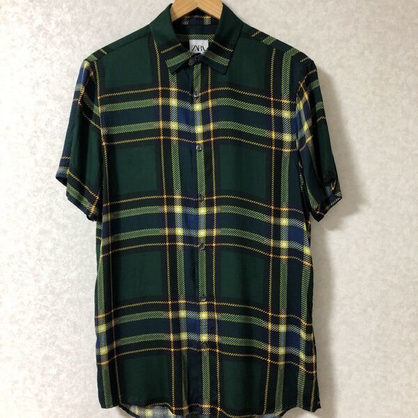 ZARA 半袖シャツ チェック レーヨン ザラ