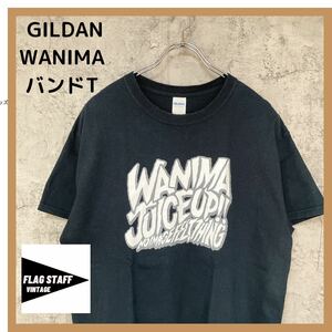 GILDAN ギルダン ビックプリントロゴ WANIMA ワニマ バンドTシャツ 半袖シャツ ブラック PIZZA OF DEATH ピザオブデス 古着 玉FL1022