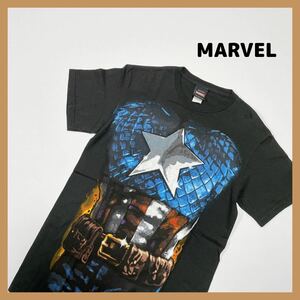 MARVEL マーベル キャプテンアメリカ tシャツ 半袖 黒t プリントシャツ 紙タグ アメコミ アニメ 2012 サイズS 玉FL1148