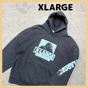 90s XLARGE エクストララージ パーカー スウェット アイコンロゴ ビッグロゴ デカロゴ 長袖 トレーナー フード サイズL 玉FL1208