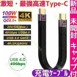 1本【新品】USB4 Type-C 急速充電ケーブル 高速40G 急速PD/QC4.0 100W 20V/5A 雄 雄 タイプC　最速