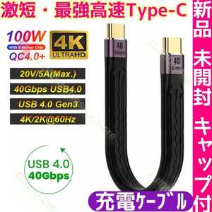1本【新品】USB4 Type-C 急速充電ケーブル 高速40G 急速PD/QC4.0 100W 20V/5A 雄 雄 タイプC 最速