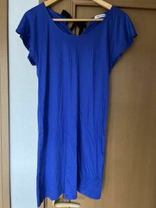 MERREMei net * One-piece tunic One-piece back ribbon blue group lady's 