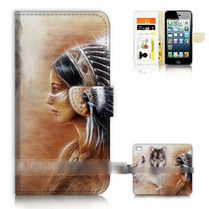 iPhone 5 5S SE アイフォン ファイブ エス エスイー 狼 ウルフ インディアン スマホケース 手帳型ケース スマートフォン カバー