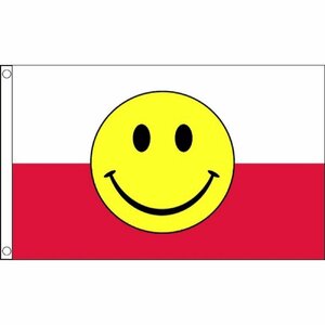 海外限定 国旗 ポーランド共和国 スマイリーフェイス ニコちゃん スマイルマーク 特大フラッグ