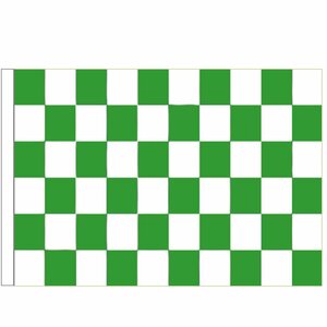海外限定 国旗 チェッカーフラッグ レース旗 緑 白 グリーン ホワイト 特大フラッグ