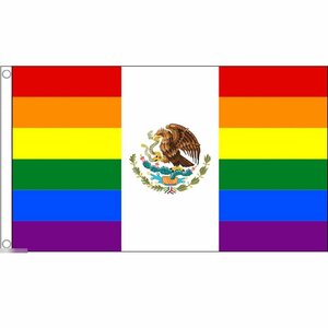 海外限定 国旗 メキシコ合衆国 虹 レインボーフラッグ レアカラー 特大フラッグ