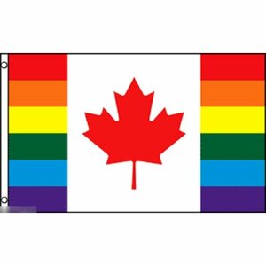 海外限定 国旗 カナダ 虹 レインボーフラッグ LGBT 特大フラッグ