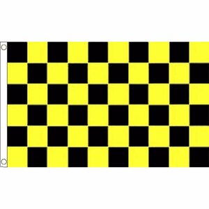 海外限定 国旗 チェッカーフラッグ レース旗 黄色 黒 イエロー ブラック 特大フラッグ