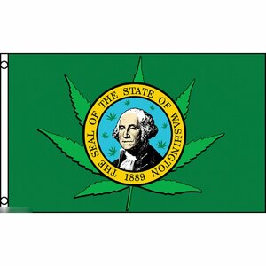 海外限定 国旗 マリファナ 大麻 カンナビス ワシントン州 州旗 特大フラッグ
