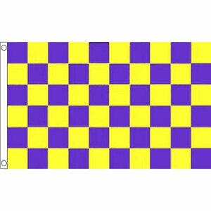 海外限定 国旗 チェッカーフラッグ レース旗 紫 黄色 パープル イエロー 特大フラッグ
