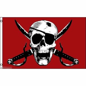 海外限定 国旗 海賊旗 パイレーツ スカル 骸骨 ドクロ クロスサーベル アイパッチ 眼帯 特大フラッグ