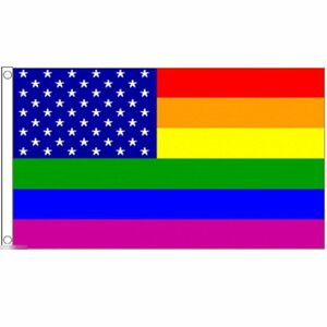 海外限定 国旗 アメリカ合衆国 星条旗 USA 虹色 レインボーカラー キュート 特大フラッグ