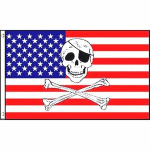 海外限定 国旗 海賊旗 パイレーツ スカル 骸骨 ドクロ アメリカ合衆国 USA 星条旗 アイパッチ 特大フラッグ