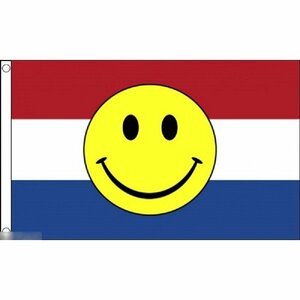 海外限定 国旗 オランダ スマイリーフェイス ニコちゃん スマイルマーク 特大フラッグ