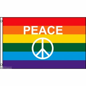 海外限定 国旗 虹 レインボーフラッグ LGBT ピースマーク 平和 反戦 特大フラッグ