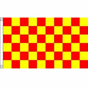 海外限定 国旗 チェッカーフラッグ レース旗 黄色 赤 イエロー レッド 特大フラッグ