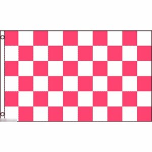 海外限定 国旗 チェッカーフラッグ レース旗 ピンク ホワイト 桃色 白 特大フラッグ