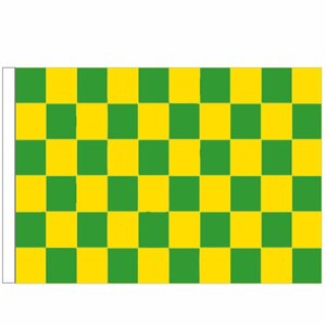 海外限定 国旗 チェッカーフラッグ レース旗 緑 黄色 グリーン イエロー 特大フラッグ