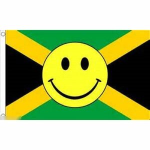 海外限定 国旗 ジャマイカ スマイリーフェイス ニコちゃん スマイルマーク レゲエ 特大フラッグ