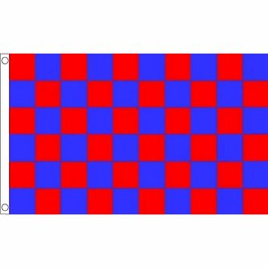 海外限定 国旗 チェッカーフラッグ レース旗 青 赤 ブルー レッド 特大フラッグ