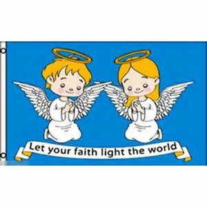 海外限定 国旗 信仰で世界を照らしましょう 宗教 天使 キリスト教 クリスチャン 特大フラッグ