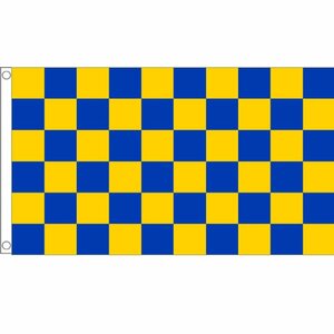 海外限定 国旗 チェッカーフラッグ レース旗 黄色 青 イエロー ブルー 特大フラッグ