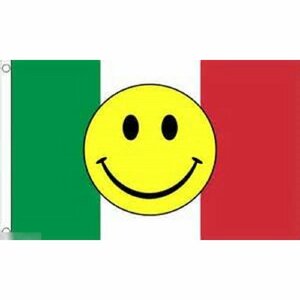 海外限定 国旗 イタリア共和国 スマイリーフェイス ニコちゃん スマイルマーク イタリアン ピザ パスタ 特大フラッグ