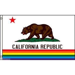 海外限定 国旗 カリフォルニア州 アメリカ 州旗 虹 レインボーフラッグ LGBT 特大フラッグ