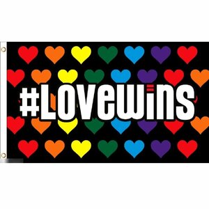海外限定 国旗 虹 レインボーフラッグ LGBT 愛は勝つ ラブ LOVE 特大フラッグ
