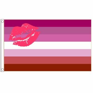 海外限定 国旗 レインボー LGBT レズビアン 唇 リップ キス 特大フラッグ
