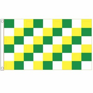 海外限定 国旗 チェッカーフラッグ レース旗 緑 白 黄色 グリーン ホワイト イエロー 特大フラッグ