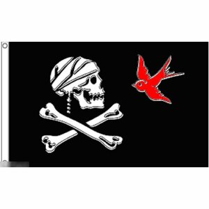 海外限定 国旗 海賊旗 パイレーツ スカル 骸骨 ドクロ ジャック・スパロウ スズメ 雀 特大フラッグ