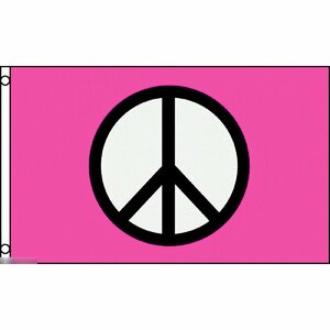 海外限定 国旗 ピースマーク 平和 反戦 ピンク 桃色 特大フラッグ