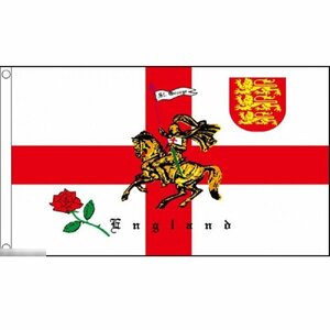 海外限定 国旗 セント ジョージ クロス イングランド 赤いバラ 薔薇 特大フラッグ