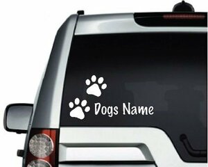 海外限定 新品 犬 ドッグ 足跡 名入れ 色カスタム可 ステッカー